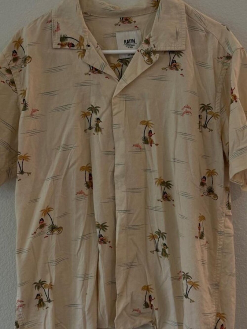 Katin Men's Cream and Pink Hawaiian Shirt